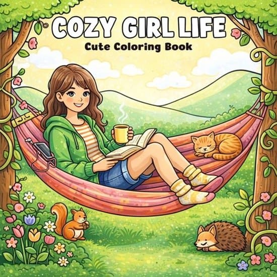 Cozy Girl Life: Coloring Book for Adults and Teens Featuring Super Cute Characters with Easy and Simple Designs for Relaxation