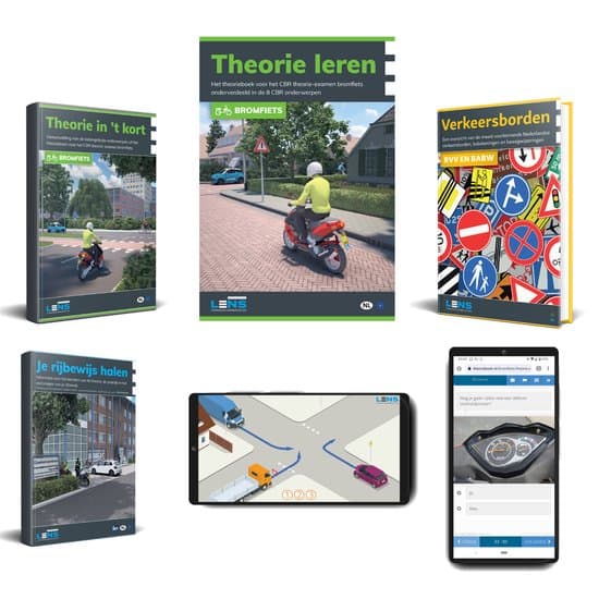Theorieboek Scooter 2026 Compleet pakket - Brommer Rijbewijs AM - Met Theorieboek, Online, Samenvatting en meer - Lens Media