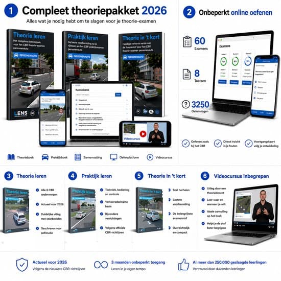 Auto Theorieboek Rijbewijs B 2026 - 3 Maanden Onbeperkt 60 Examens en 3250 Oefenvragen - Videocursus - Samenvatting - Praktijkboek - Samenvatting en meer - Lens