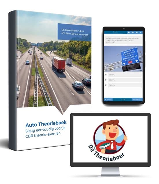 Theorieboek Rijbewijs B Auto 2026 met 60 Online Examens en 3250 Oefenvragen - 3 maanden toegang + Mobiele Apps | De Theorieboer