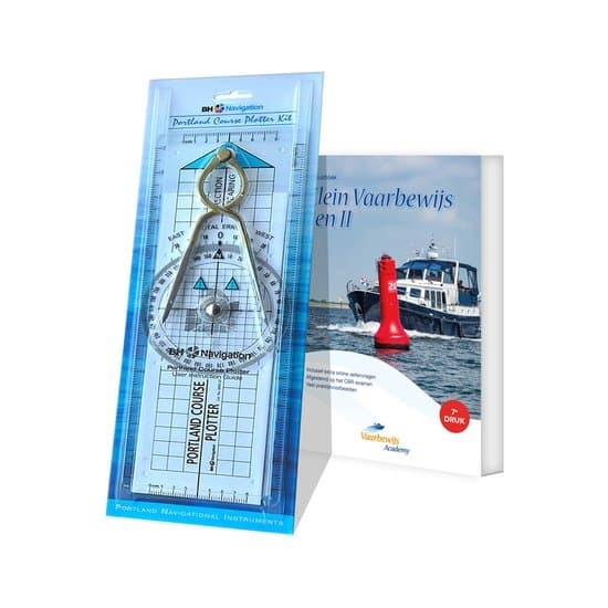 Vaarbewijs Academy - Vaarbewijs 1 en 2 Theorieboek 2026 met 200 Online Examenvragen - Met Koersplotter en Kaartpasser (Portland Course Plotter Pack)