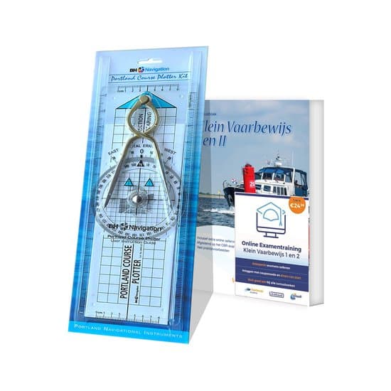 Vaarbewijs Academy - Klein Vaarbewijs 1 en 2 Theorieboek 2026 met 1200 Online Examenvragen - Met Koersplotter en Kaartpasser (Portland Course Plotter Pack)