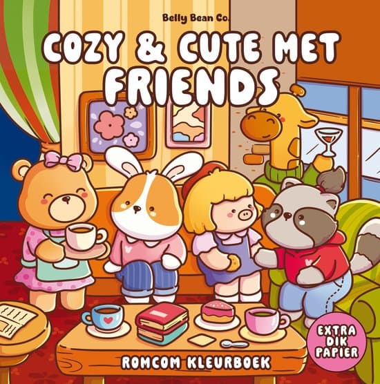 Cozy & cute kleurboek Belly Bean Co. - Cozy & cute met Friends