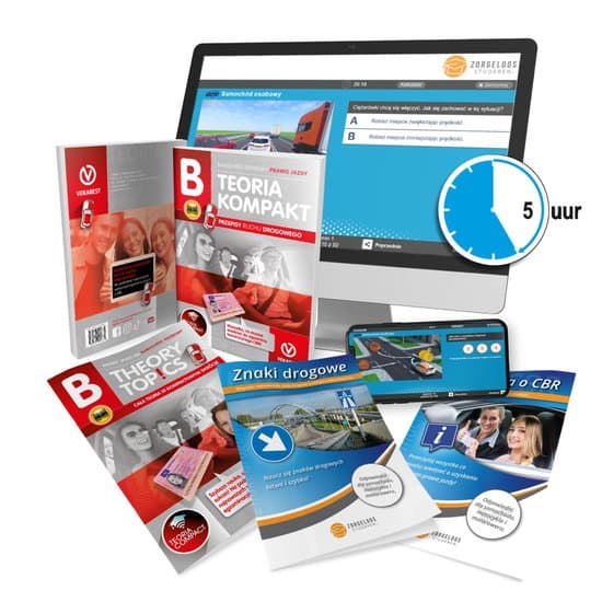 Auto Theorieboek Rijbewijs B Pools met Samenvatting en 5 Uur Online Examens Oefenen, CBR Informatie en Verkeersborden