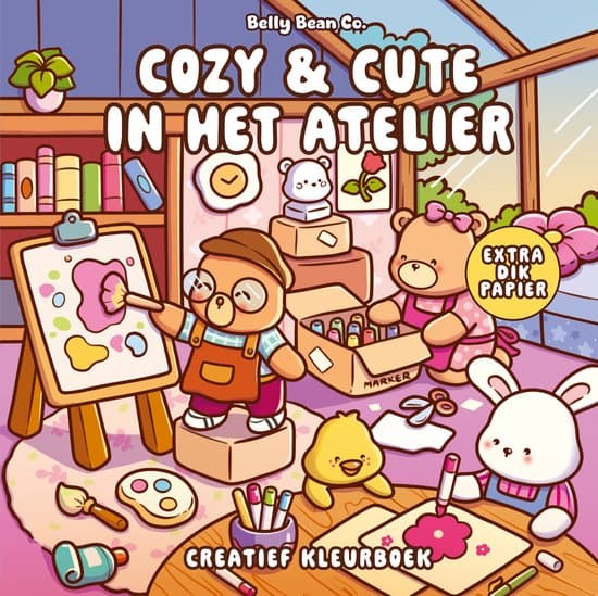 Cozy & cute kleurboek Belly Bean Co. - Cozy & cute in het atelier