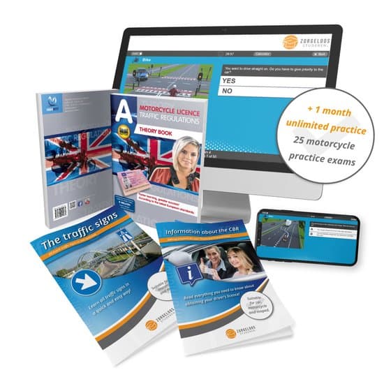 Motorcycle Theory Book 2026 Driving License A English – Motor Theorieboek Engels - With CBR Guide and Traffic Signs Book – 1 Month Unlimited Practice with 25 Mock Exams – VekaBest